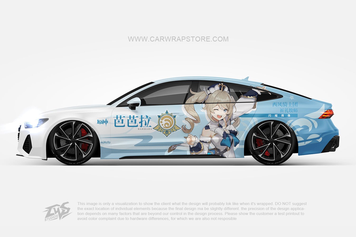 Barbara Gunnhildr Genshin Impact ITASHA anime car wrap vinyl stickers ...