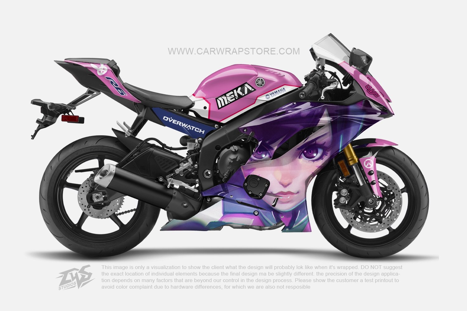 Overwatch DVA Anime Motorcycle wrap vinyl stickers Fit With Any moto